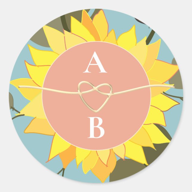 Boho Floral Wedding Monogram Classic Round Sticker (Front)