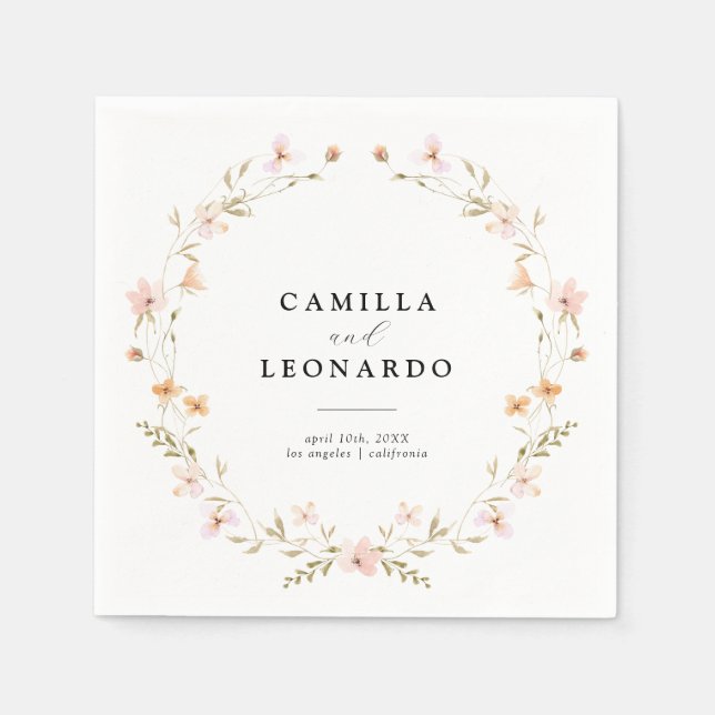 Boho Floral Wedding  Napkin (Front)