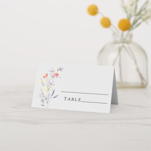 Boho Floral wedding place cards (Front)