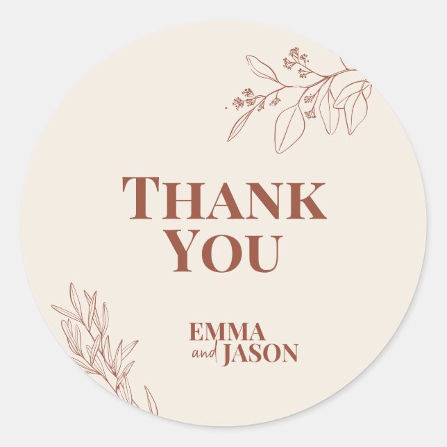 Boho Floral Wedding Round Sticker (Front)