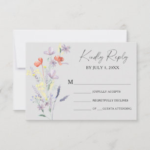 Boho Floral Wedding RSVP Card