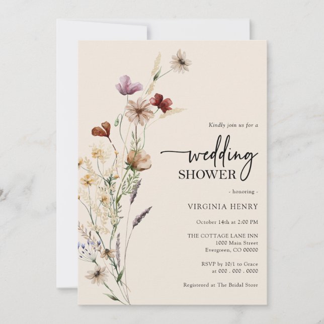 Boho Floral Wedding Shower Invitation (Front)