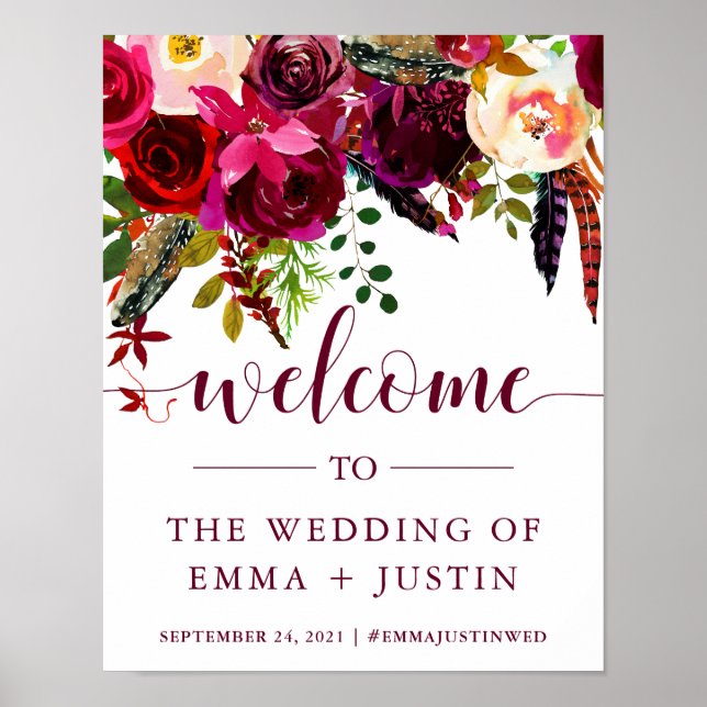 Boho Floral | Wedding Welcome Sign (Front)