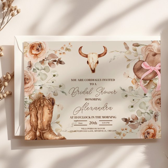 Boho Floral Western Bridal Shower Invitation (Creator Uploaded)
