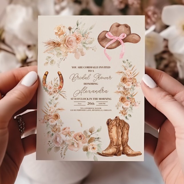 Boho Floral Western Bridal Shower Invitation (Creator Uploaded)
