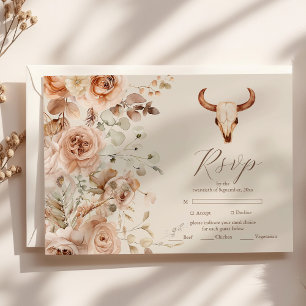 Boho Floral Western Wedding RSVP Card