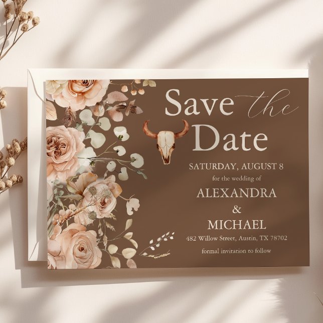Boho Floral Western Wedding Save The Date (Creator Uploaded)