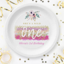 Boho Floral Wild One Girl's First Birthday Party