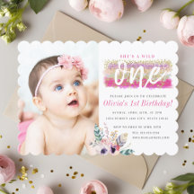 Boho Floral Wild One Girl's First Birthday Photo