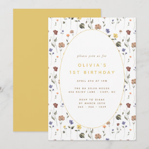 Boho Floral Wildflower Birthday   Invitation