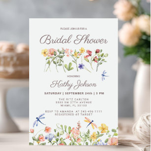  Boho Floral Wildflower Bridal Shower Invitation