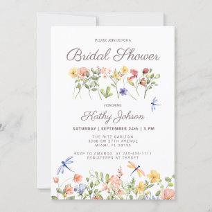  Boho Floral Wildflower Bridal Shower Invitation
