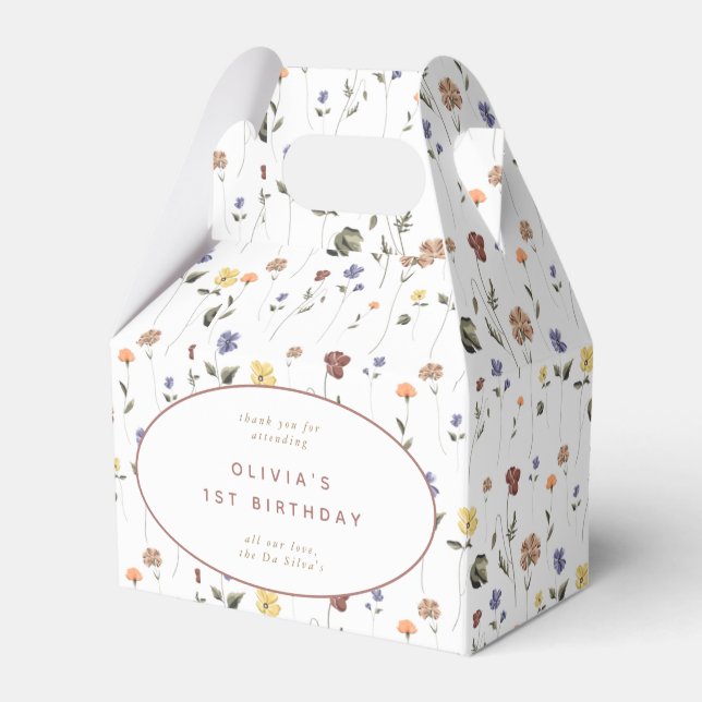 Boho Floral Wildflower |  Favor Box (Front Side)