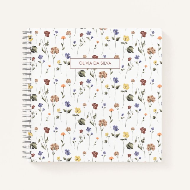 Boho Floral Wildflower | Personalized Notebook (Front)