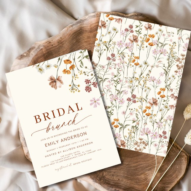  Boho Floral Wildflower Terracotta Bridal Brunch Invitation (Creator Uploaded)