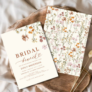  Boho Floral Wildflower Terracotta Bridal Brunch Invitation