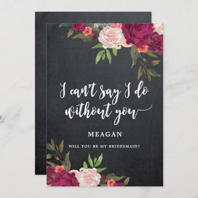 boho floral will you be my bridesmaid card (Front/Back)