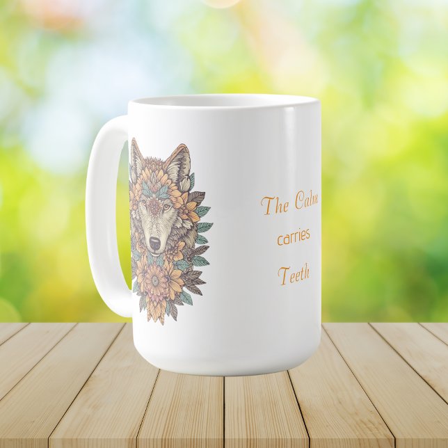 Boho Floral Wolf Psychedelic Art  Coffee Mug (Creator Uploaded)