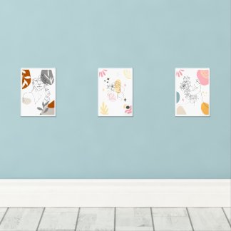 Boho Floral Woman Abstract Line Art