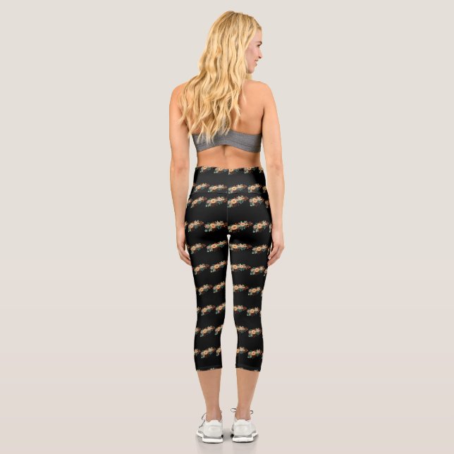 Boho Floral Women's  Capri Leggings (Back)