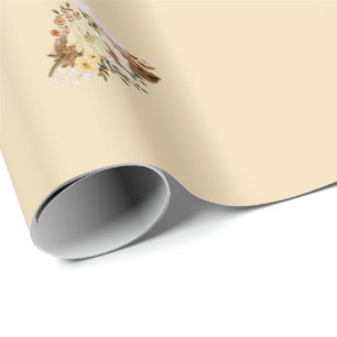 Boho Floral Wrapping Paper Beige