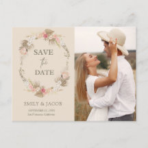 Boho floral wreath Save the date