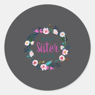 Boho Floral Wreath Sister Ever Classic Round Sticker