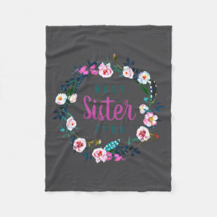 Boho Floral Wreath Sister Ever  Fleece Blanket