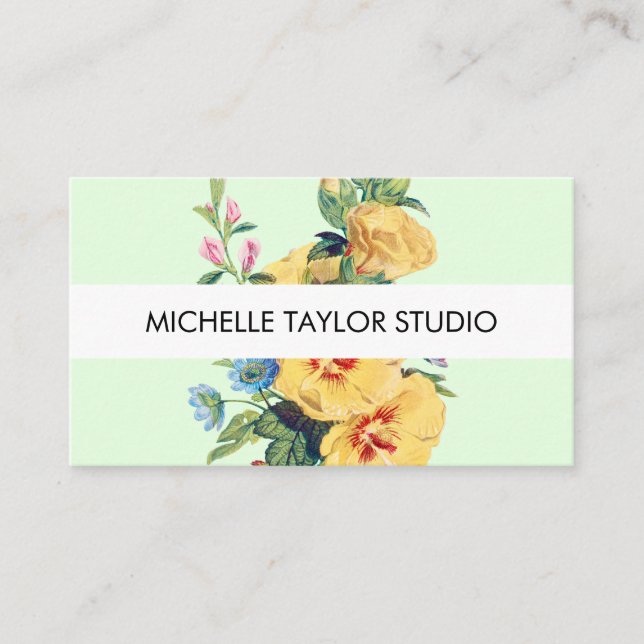 Boho Floral Yellow Botanical Business Card (Front)