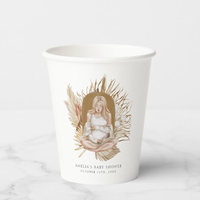 Boho Florals Baby Shower Paper Cups (Front)