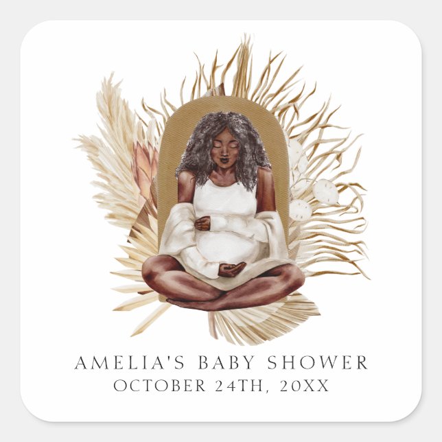 Boho Florals Baby Shower Square Sticker (Front)