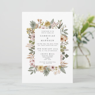 Boho Florals Faire-part de mariage neutre