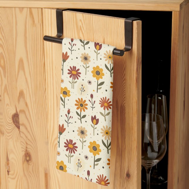 Boho Florals Kitchen Towel (Thirds Fold)