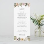 Boho Florals Neutral Wedding Flat Menu<br><div class="desc">Outdoor weddings are trending right now and for a good reason. Tying the knot with someone you love surrounded by foliage, friends and family, and the beauty of nature, is truly heartwarming experience. Our Boho Woodland collection, fusing subtle touches, such as the beautiful watercolours and cascading foliage, while framing the...</div>