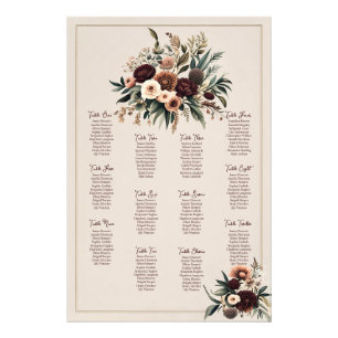 Boho Florals Seating Chart Photo Print