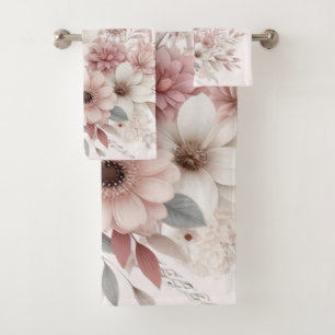 Boho Florals with a Blush of Pink Bath Towel Set