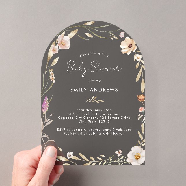 Boho Flower Baby Shower  Acrylic Invitations (Insitu (Handheld))