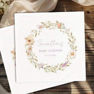 Boho Flower Baby Shower Napkin