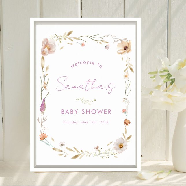 Boho Flower Baby Shower Welcome Poster (Boho Flower Baby Shower Custom Welcome Poster. Available in Prints & Instant Download)
