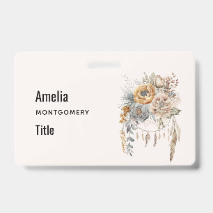 Boho Flower Bouquet and Dreamcatcher Badge
