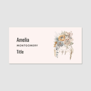 Boho Flower Bouquet and Dreamcatcher Name Tag