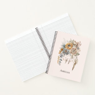 Boho Flower Bouquet and Dreamcatcher Notebook