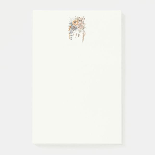 Boho Flower Bouquet and Dreamcatcher Post-it Notes (Front)