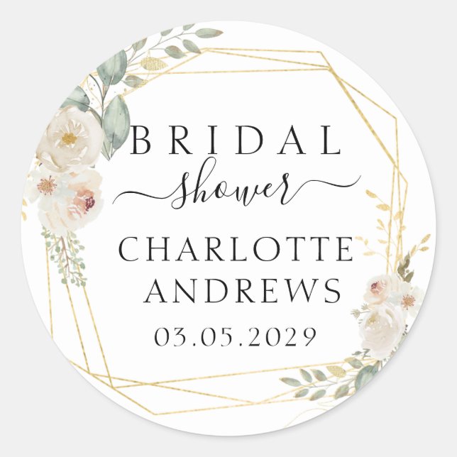 Boho Flower Bridal Shower   Classic Round Sticker (Front)