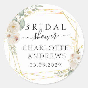 Boho Flower Bridal Shower   Classic Round Sticker