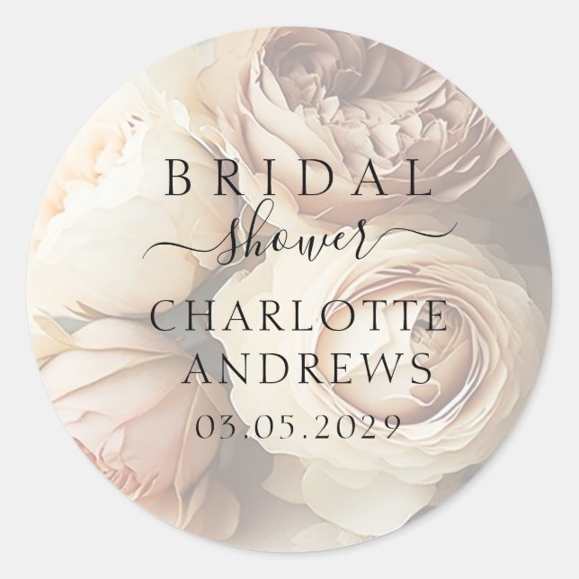 Boho Flower Bridal Shower   Classic Round Sticker (Front)