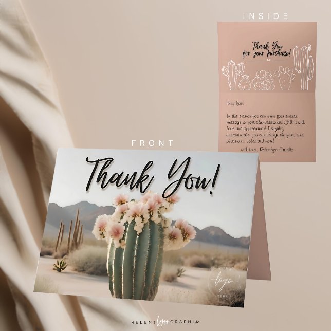 Boho | Flower Cactus | Aesthetic | Thank You Card (Creator Uploaded)