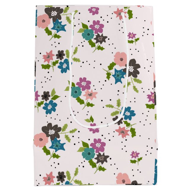 Boho Flower Clusters Medium Gift Bag (Back)