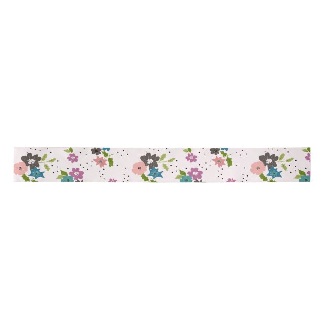 Boho Flower Clusters Satin Ribbon (Front)