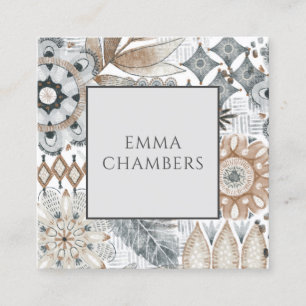 Boho Flower Formes Doodles Cartes d'Appel